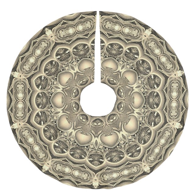 Gold Decorative Tree Skirt Polyester Weihnachtsbaumdecke (Vorderseite)