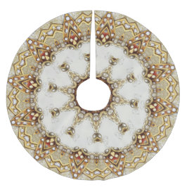 Gold Decorative Tree Skirt Polyester Weihnachtsbaumdecke