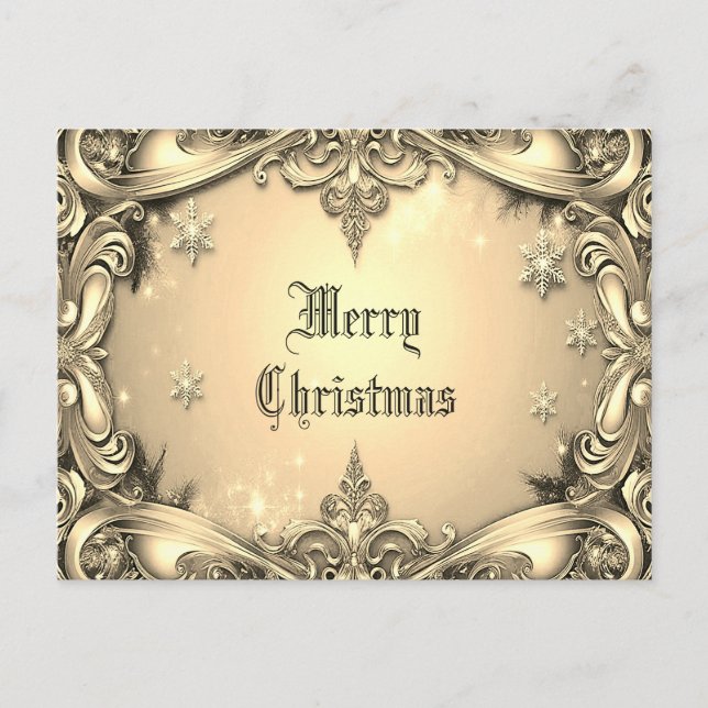 Gold Decorative Weihnachten Weihnachten Postkarte (Vorderseite)