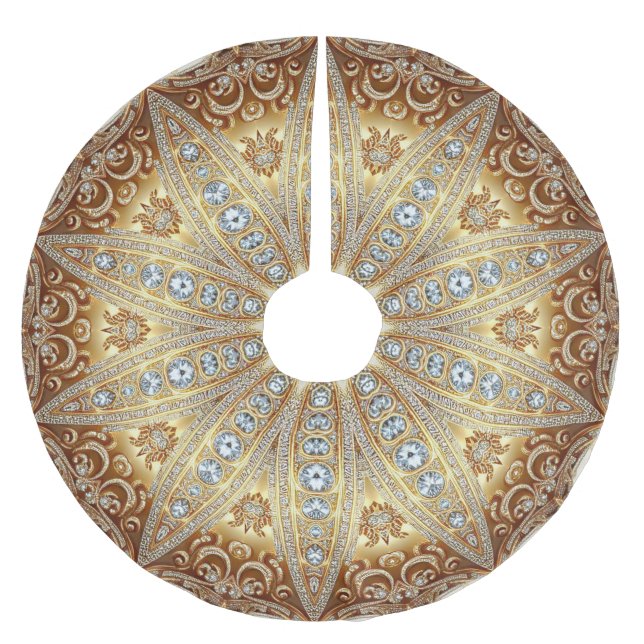 Gold Decorative Weihnachtsbaumrock Polyester Weihnachtsbaumdecke (Vorderseite)