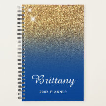 Gold Deep Blue Glitzer Ombre Personalisiert