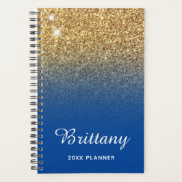 Gold Deep Blue Glitzer Ombre Personalisiert Planer
