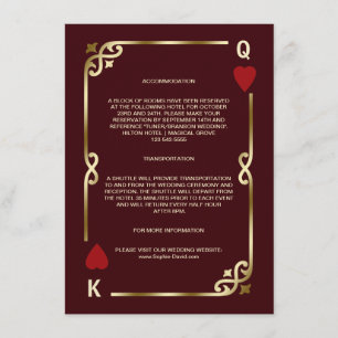 Gold Deep Burgundy Casino Vegas Hochzeitsdetails Begleitkarte
