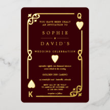 Gold Deep Burgundy Casino Vegas Poker Wedding