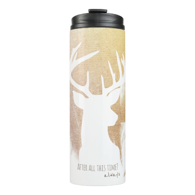 Gold Deer Patronus Tumbler Thermosbecher (Vorderseite)
