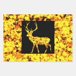 Gold Deer Splattered Paint  Geschenkpapier Set