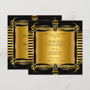 Gold Deko Black Stripe Pearl Birthday Party Einladung