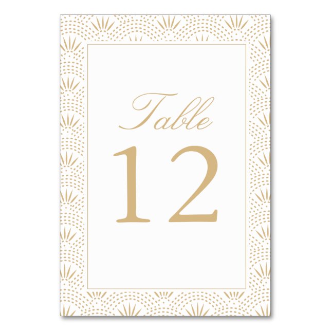 Gold Deko Seigaiha Tischnummer Cards (Vorderseite)