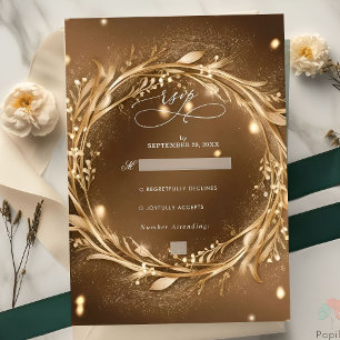 Gold der Liebe Romantische Hochzeit im Gymnasium RSVP Karte