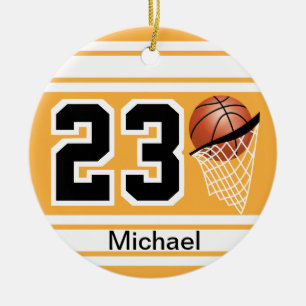 Gold des Basketball-Jersey-Art- DIY Text- Keramik Ornament
