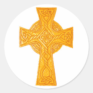 Gold des keltischen Kreuz-3 Runder Aufkleber