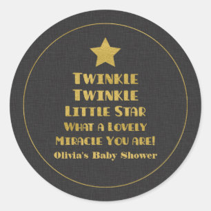 Gold Design Twinkle Little Star Baby Dusche Runder Aufkleber