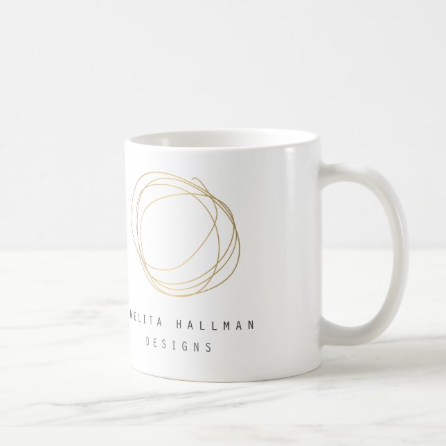 Gold Designer Scribble personalisierte Mug Kaffeetasse (Rechts)