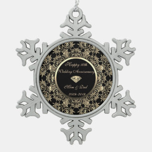 Gold Diamant 10. Hochzeitstag Schneeflocken Zinn-Ornament