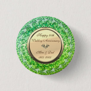 Gold-Diamant-Grün 50. Hochzeitsjubiläum-Taste Button
