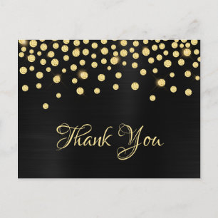 Gold-Diamant-Konfetti Schwarz Satin Gradient Folie Postkarte