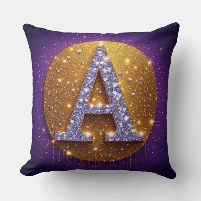 Gold-Diamant-Monogramm Anfangsbuchstabe A Kissen (Vorderseite)