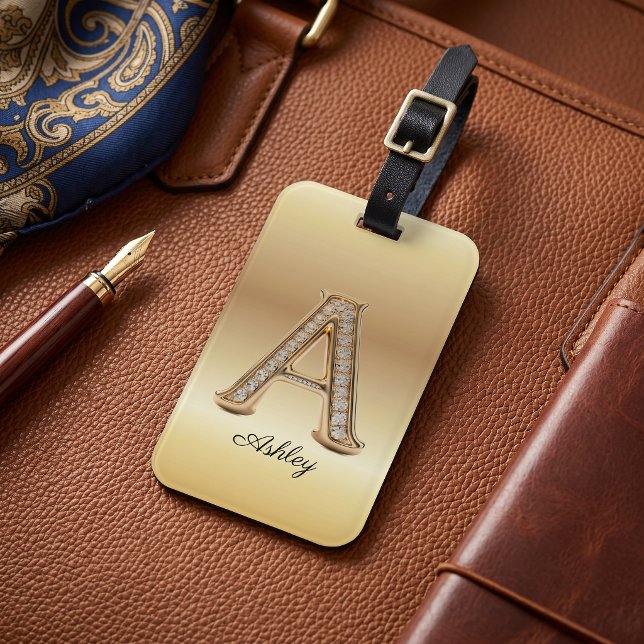 Gold-Diamant-Monogramm Glam Anfangsbuchstabe A Gepäckanhänger (Von Creator hochgeladen)