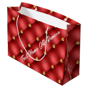 Gold-Diamant-Tufted-Kustomtext-Rote-Geschenktasche Große Geschenktüte