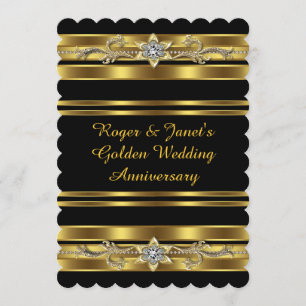 Gold Diamanten Elegant 50. Hochzeitstag Einladung