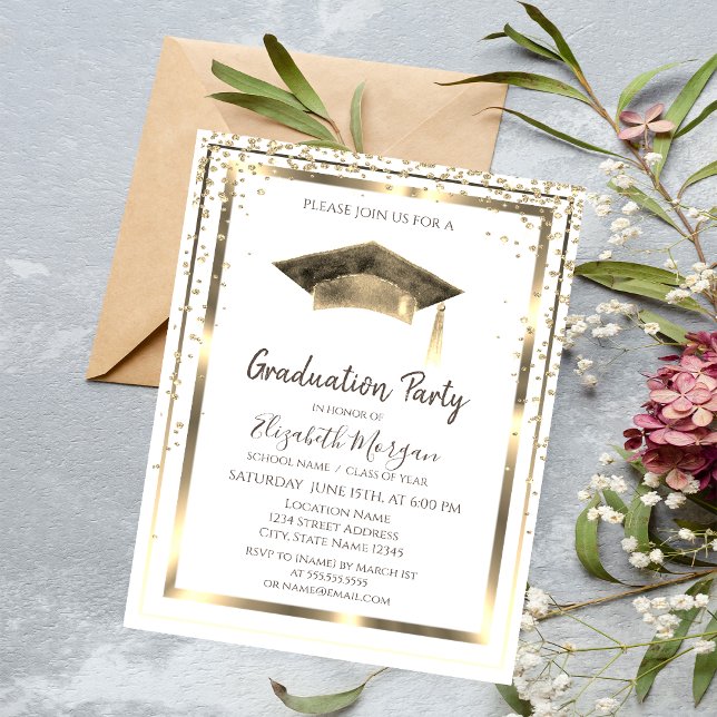 Gold-Diamanten, Rahmen, Aquarellfarben-Graduierung Einladung (Von Creator hochgeladen)