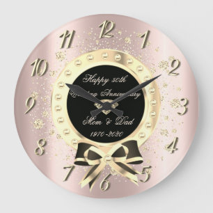 Gold Diamanten Schleife Konfetti Roségold Jubiläum Große Wanduhr