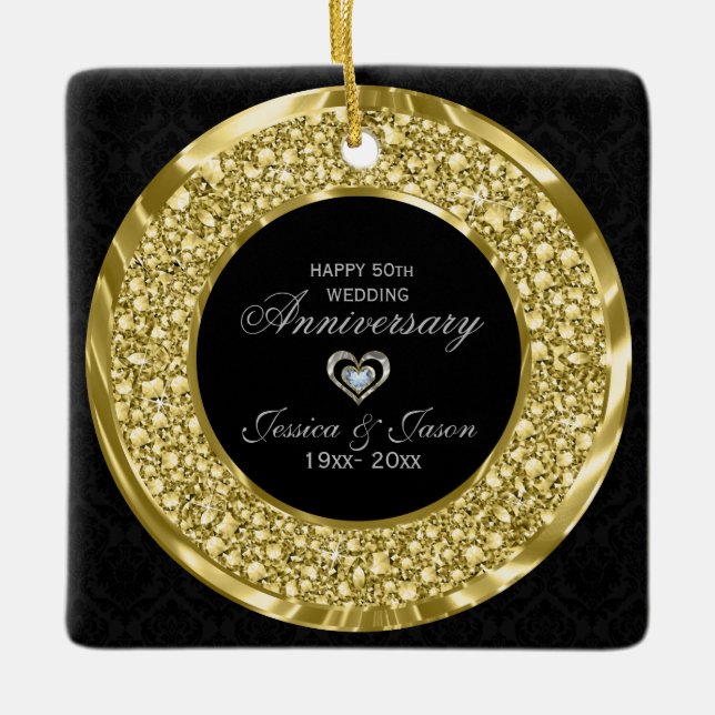 Gold Diamanten und schwarze Damaskus. 50. Jahresta Keramikornament (Vorderseite)