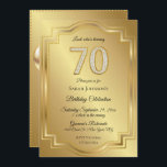 Gold & Diamanten zum 70. Geburtstag Einladung<br><div class="desc">Einladung zum 70. Geburtstag oder Jahrestag. Glitzy Gold- & Diamantzahlen auf einem klassischen goldenen Hintergrund. Vergessen Sie nicht,  die Initialen oder andere Nachrichten auf der Rückseite hinzuzufügen!</div>