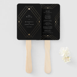 Gold Diamond Black Geometric Deko Gatsby Wedding Fächer