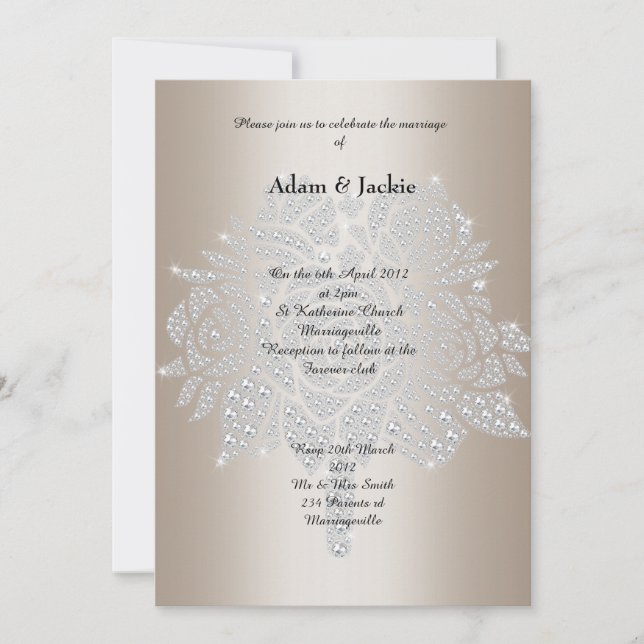 Gold Diamond Bouquet ELEGANT WEDING Einladung (Vorderseite)