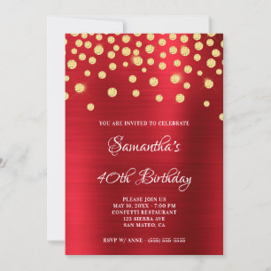 Gold Diamond Confetti Red Foil Satin Ombre Einladung