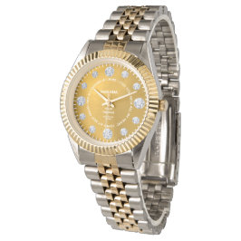Gold Diamond Custom Sprichwort Dial Geschenkhandkl Armbanduhr