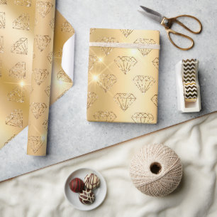 Gold Diamond Elegante Sparkle Wedding Verlobung Geschenkpapier