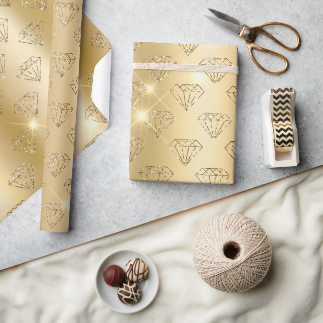 Gold Diamond Elegante Sparkle Wedding Verlobung Geschenkpapier (Kunsthandwerk)