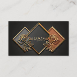 Gold Diamond Floral Color Block Midnight Black Visitenkarte