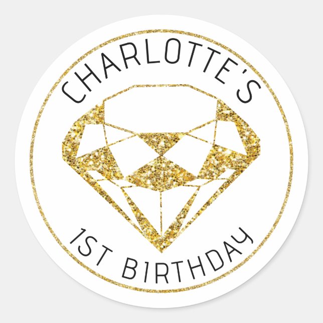 Gold Diamond Gem Birthday Gevor Sticker (Vorderseite)
