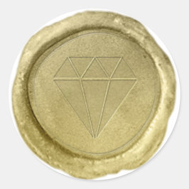 Gold Diamond Gem Shape Wax Siegel Look Sticker