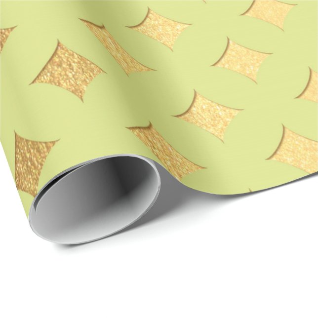Gold Diamond geschnitten Helle Minze Kanarische Sp Geschenkpapier (Rolleneckpunkt)