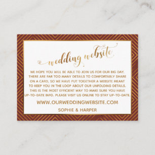Gold Diamond Heart Script Wedding Website Burgundy Begleitkarte