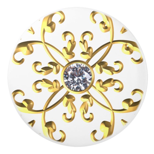 Gold Diamond Jewel Gemstone Keramikknauf (Vorderseite)