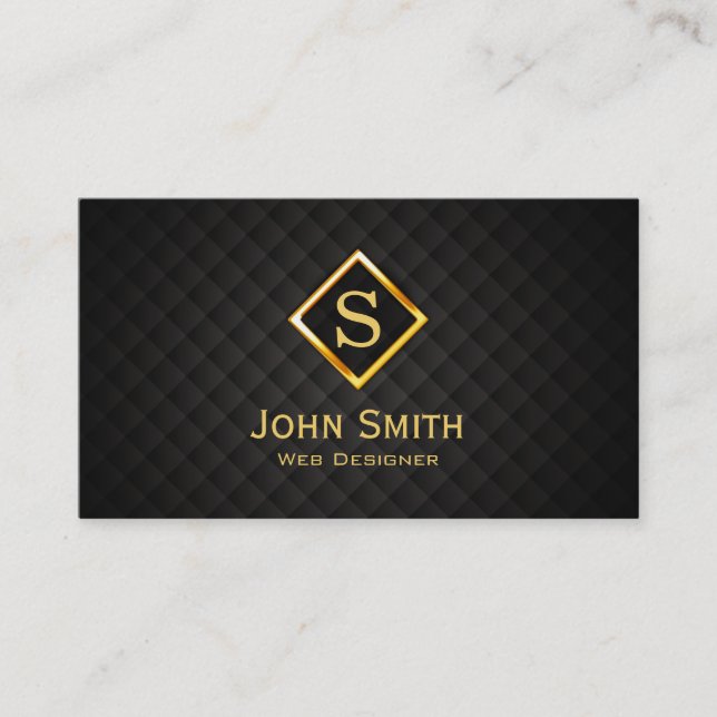 Gold Diamond Monogram Web Design Business Card Visitenkarte (Vorderseite)