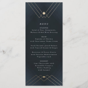 Gold Diamond Navy Geometric Deko Gatsby Menükarte