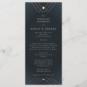 Gold Diamond Navy Geometric Deko Gatsby Wedding Programm