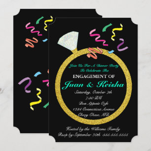 Gold Diamond Ring Verlobung Confetti Party Card Einladung