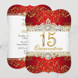 Gold Diamond Rouge Glamor Quinceanera Invitation