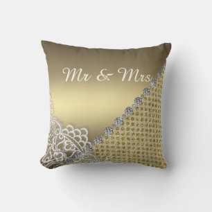 GOLD DIAMOND SPOT CUSHION WEDING KISSEN