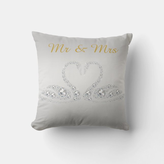 GOLD DIAMOND SWAN CUSHION WEDY Silber Kissen (Vorderseite)