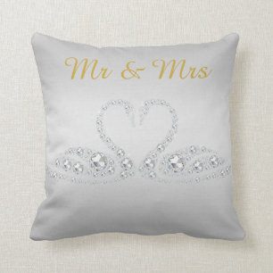 GOLD DIAMOND SWAN CUSHION WEDY Silber Kissen