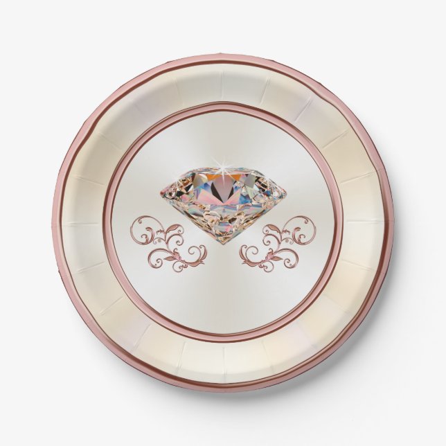 Gold Diamond-Teller der Atemberaubenden Rose, 7 od Pappteller (Vorderseite)