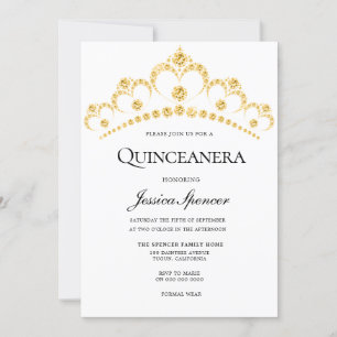 Gold Diamond Tiara Quinceanera Invitation du parti